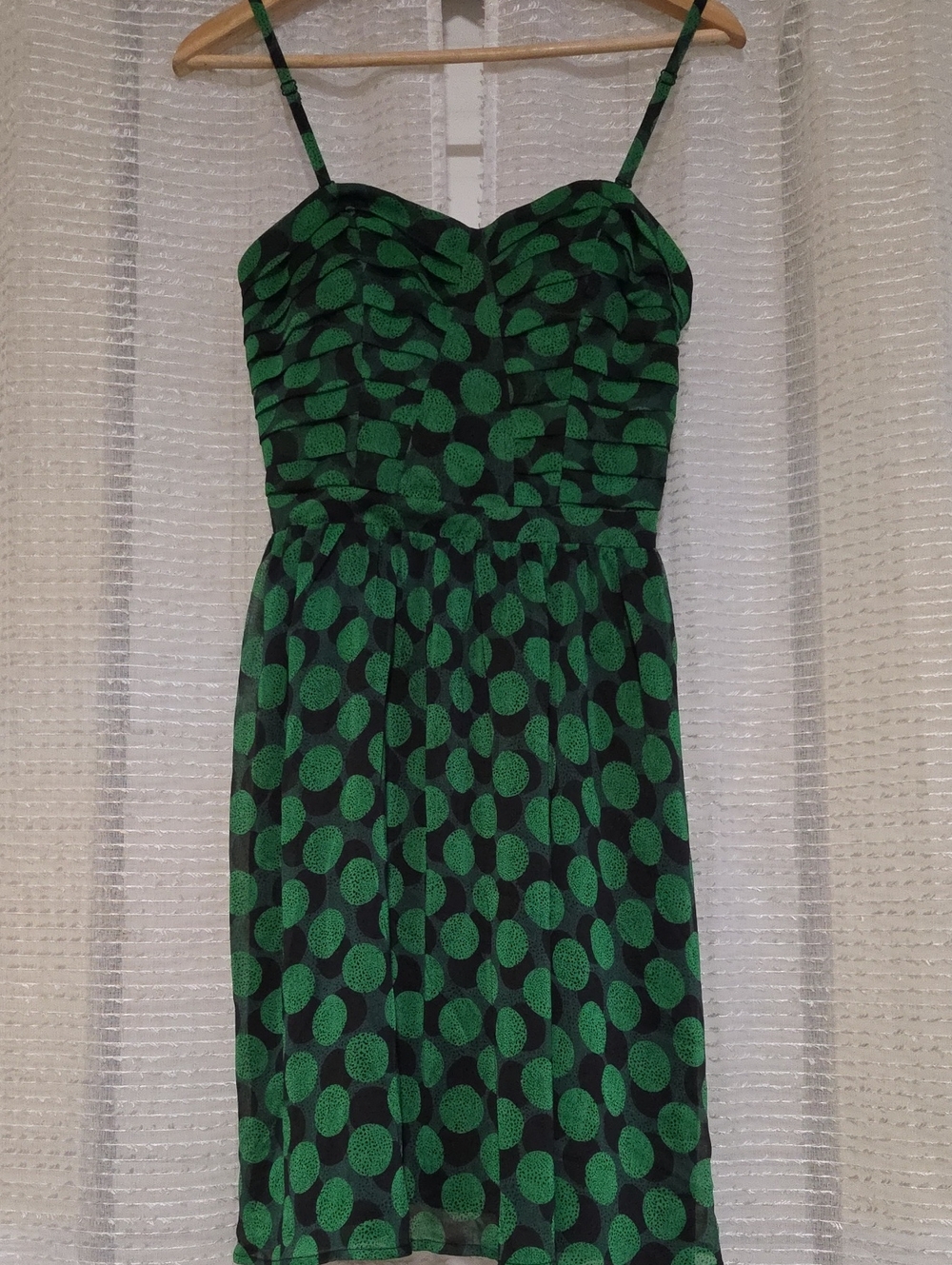 Green Polka Dot Spaghetti Strap Mini Dress
